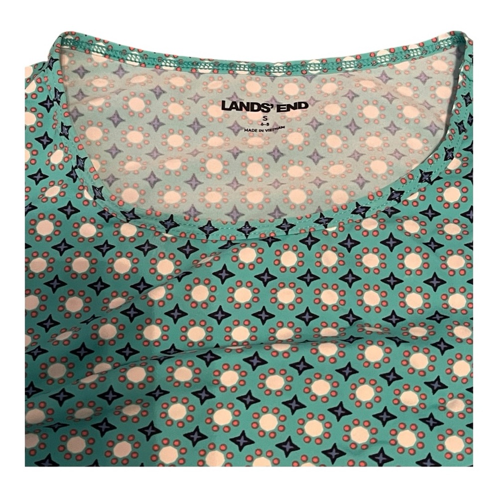 Lands' End Teal and Coral Swim SPF 50 shirt - Picture 3 of 5